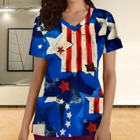 Dyegold Ljetni vrhovi za žene, američka piling zastava vrhovi žene 4. srpnja Patriotska košulja zvijezde