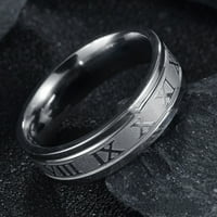 Širok rimski brojni muškarac prsten od nehrđajućeg čelika Jednostavni glatki prsten za prste modni nakit