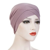 TEJIOJIO Zimski šal za čišćenje Žene Čvrsti indijski šešir muslimanski ruffle cher Chemo Beanie Turban