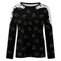 Lady grafički tees O-izrez Love Ispisano čipka pulover šuplje izdvojene savršene poklone za maminu carinjenje