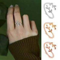 Ženske djevojke Prsten za prste Podesivi prsten za list Otvoreni prsten nakit poklon