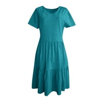 Umitay ljetne haljine Ženski kratki rukav V-izrez elastični struk za reznu haljinu Ljetne ženske pune