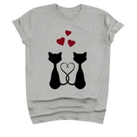 Rollbacks Valentinene majice za žene Ženske klasične ugodne bluze Crewneck Pulover Valentine Slatka