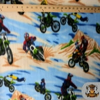 Fleece tiskana tkanina ^ motocross plava smeđa ^ 58 široko prodat u dvorištu