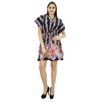 Bimba Ženska boemska štampana kaftna haljina pamučna kratka tunika plaža Caftan