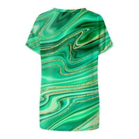 Ženske bluze s kratkim rukavima tiskani pulover casual žena modni V-izrez TEE zelena l