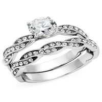 1. CT okrugli rez CZ nehrđajući čelik uvijeni vjenčani prsten za venčani set ženske veličine 7