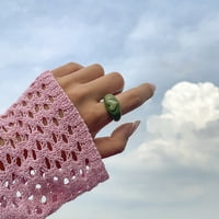 Toyella jednostavna bombona boja trodimenzionalni ljubavni akrilni zglobni prsten zeleni
