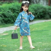 Haljina za mališana s dugim rukavima Cheongsam performanse proljeće Jesenske djevojke haljina retro