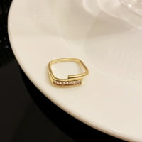 Broroomhouse prsten za prste dvostruki sloj geometrijski sjajni podesivi otvor korejski stil bakreni