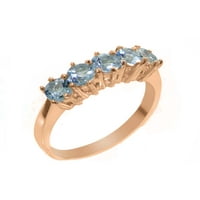 Britanci napravio 9k ružičasto zlato prirodne akvamarinske ženske večne prstene - Opcije veličine -
