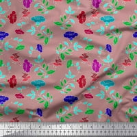 Siamoi Crepe svilena tkanina od listova, ptica i cvjetno umjetničko tiskovina tkanina široka