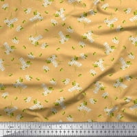 Soimoi ružičasti pol georgette tkanina točka, lišće i bijeli cvjetni cvjetni otisci tkanine sa širokim