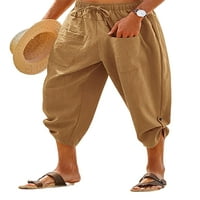Colisha muškarci Capri hlače elastične struke pantalone za pravu dno noge lagana jogger crtač capris kaki xs