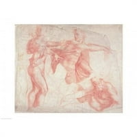 Posteranzilske studije muških nudesa Poster Print Michelangelo Buonarroti - In