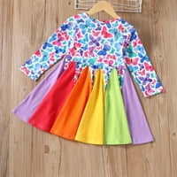 Dječja dječja dječja djevojka haljina Proljeće Ljeto Šareni leptir Print haljina s dugim rukavima