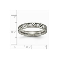 Sivi titanijumski prsten za vjenčanje kubični cirkonijski CZ polirani utor