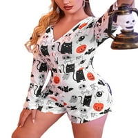 Ženska Halloween Pajamas Romper dugih rukava duboki VRAT VRAT HLATS LOUNGEWEAR cosplay outfit