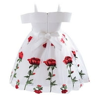 CACOMMARK PI Toddler Girls Tulle Dress Clearance Cvijeće Mreža Print Bow ruffles Party haljina