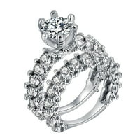 RONG YUN modni prstenovi Ženski okrugli dijamantni otvor Modni dijamantni prsten kristalni prsten srebro