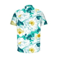 Ernkv muške slobodne udobne košulje odjeća kratki rukav košulje rever pulover Havajska plaža cvjetna