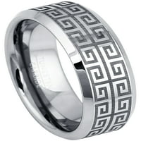 Grčki ključ Tungsten karbidni prsten - muški vjenčani vend - Comfort Fit prsten - grčki ključ laserski