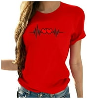 Oslinska ušteda tunika T majice za žene Crw Crt Lety Trendy Girls Love ECG Love Heart Print Fashion