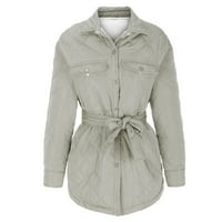 Zimski kaputi za žene topla čvrsta jakna bez kapuljača Slim Winter Parkas Otibar Sivi XL