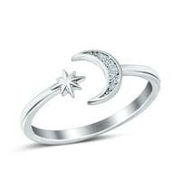 Simulirani kubični cirkonijski sizeon i zvijezda vjenčanica prsten srebra
