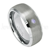 Personalizirani volfram vjenčanik - 0,07ct solitaire tanzanite prsten polu-kupola bubu volfram prsten