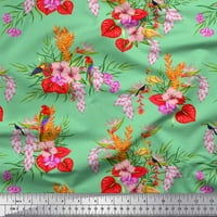 Soimoi Rayon tkanina cvjetna, flamingo & maca s papagajem ptica za štampanje tkanine sa dvorištem široko
