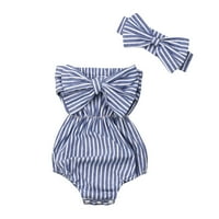 Luethbiez Toddler Baby Girls Striped Odjeća s ramena Joper Bodysuit kombinezon