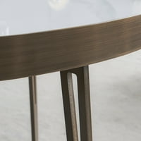 Stol za kavu, moderni ovalni krajnji stol s metalnim okvirom sa sintranim kamenim tablicama za dnevni