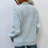 Haxmnou ženski božićni polovina pulover s visokim vratom Snowflake džemper nebo plavo l