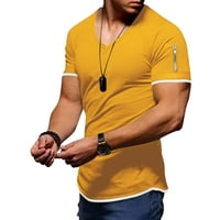 Muška ljetna modna casual čvrsta boja ubode patentni zatvarač džepna majica kratka rukava majica top