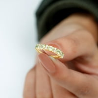 Peridot Polu vječni prsten s dijamantom za žene, 14k žuto zlato, SAD 12.00