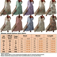 Žene Maxi haljine cvjetne ispis ljuljačke haljine dugih rukava Dame Elegantna zabava White-C 2XL
