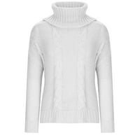 Leesechin džemperi za žene čišćenje dugih rukava pune boje V izrez Top casual labavih pletenih džempera