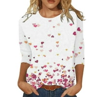 Koaiezne bluze za žene Ženska Valentinovo serija Serija uzorak tiskali su tri četvrtine rukava za okrugli