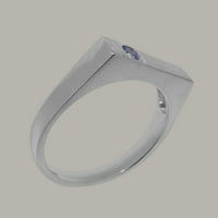 Britanska napravljena klasična solidna 9k bijeli zlatni prirodni tanzanite Muški prsten za min - Opcije