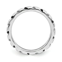 Čvrsta srebrna srebrna crno-bijela dijamantna prstena veče