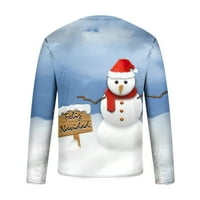 BINMER dugih rukava za muškarce okrugli vrat kratki rukav pulover 3D snjegović tiskani realistična majica