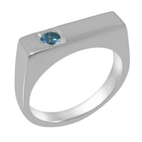 Britanci napravio 14k bijeli zlatni prirodni plavi topaz muški prsten za bend - Opcije veličine - veličine