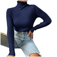 Ležerni džemper s dugim rukavima za žene Turtleneck pulover vratnih vrata