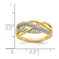 Čvrsta 14K žuta zlatna dijamantna prstena veličine 7