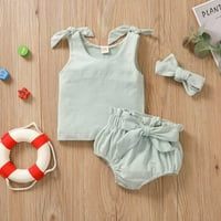 Kiapeise Baby Girl Summer Outfits, bez rukava za kravatu za vezanje Torp prsluk + cvjetovi + set za