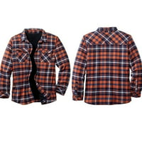 Muška jakna od flisa - kaput New dugih rukava revel plairana Flannelette majica narandžasti božićni