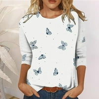 Bacc ženski vrhovi ženske ležerne modne leptir štampanje o vratu tri četvrtine rukava s majicom bluza