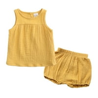 Djevojke za bebe Ljeto SOLID rumen bez rukava na vrhu kratke hlače od outfits Set odjeće