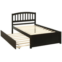 Twin Veličina platforme s drvenim krevetom krevet s tropožanom, espresso